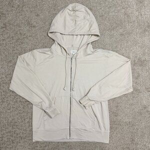 Lou & Grey Zip-Up Hoodie – Soft Neutral | Size M